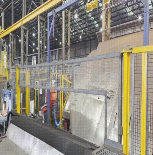 Rebar production line inside a steel manufacturing plant