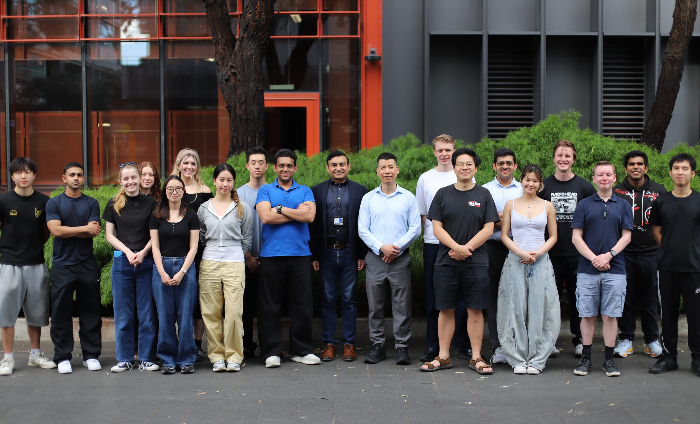 The VISTA team and supervisors standing together outside the lab
